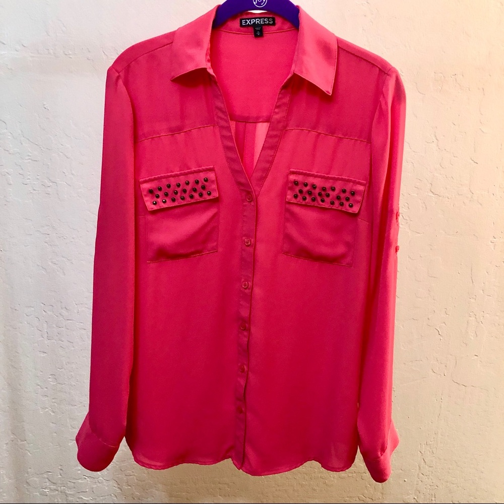 Express Portofino Blouse Convertible Sleeve M